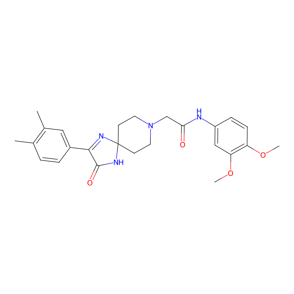 N-(3,4-dimethoxyphenyl)-2-(2-(3,4-dimethylphenyl)-3-oxo-1,4,8-triazaspiro[4.5]dec-1-en-8-yl)acetamide molecular structure, CAS 1185026-38-3