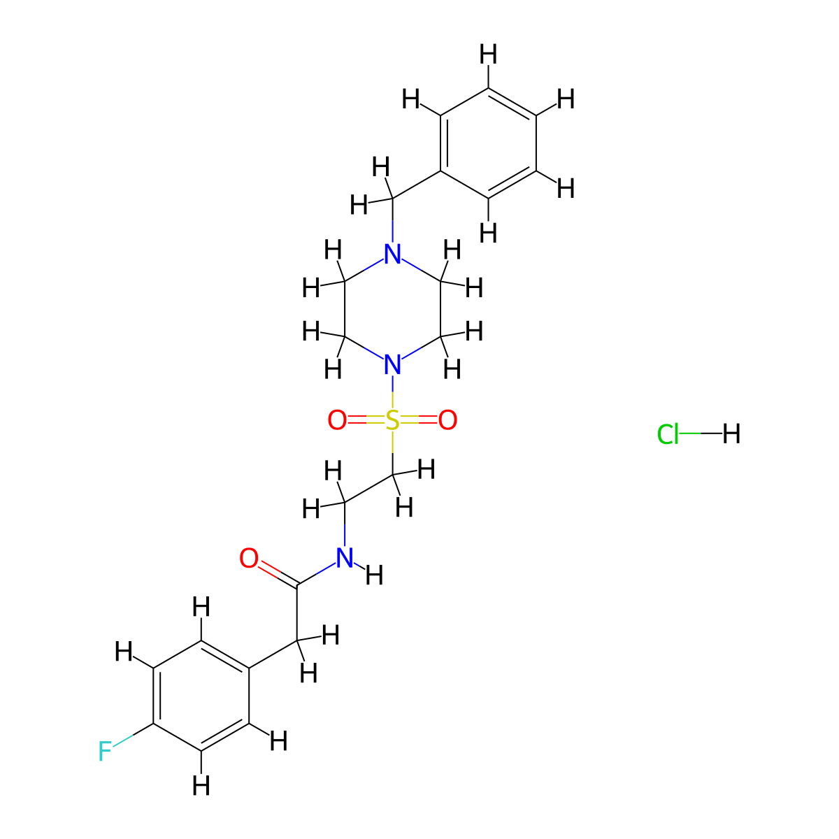N-(2-((4-benzylpiperazin-1-yl)sulfonyl)ethyl)-2-(4-fluorophenyl)acetamide hydrochloride molecular structure, CAS 1185026-82-7