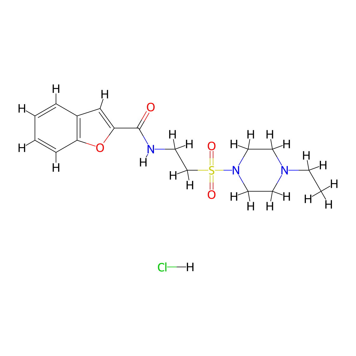 N-(2-((4-ethylpiperazin-1-yl)sulfonyl)ethyl)benzofuran-2-carboxamide hydrochloride molecular structure, CAS 1185027-12-6