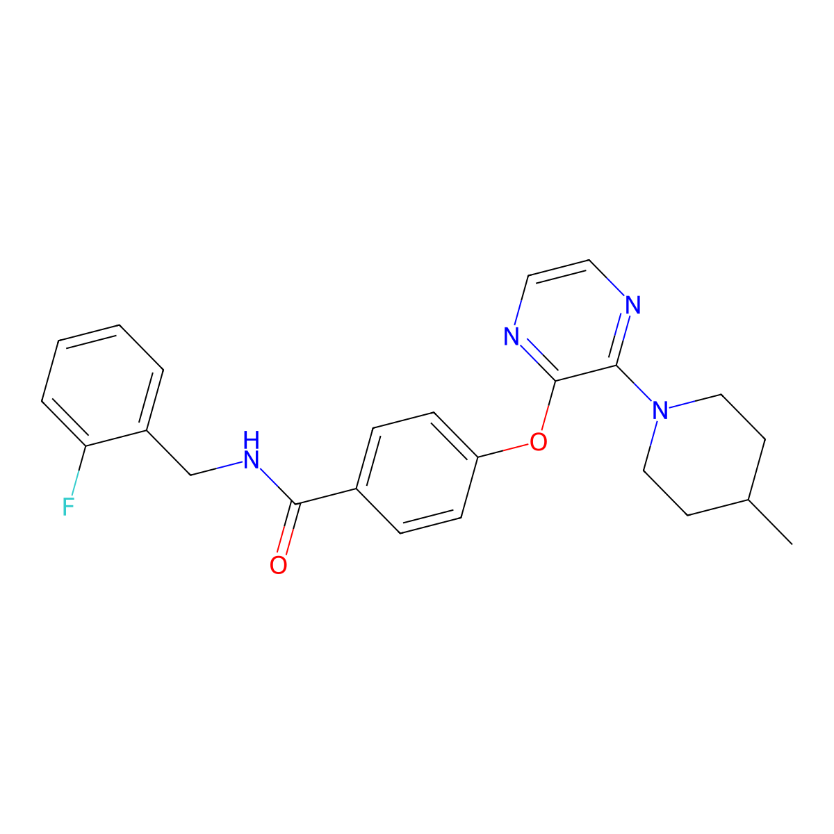 N-[(2-fluorophenyl)methyl]-4-{[3-(4-methylpiperidin-1-yl)pyrazin-2-yl]oxy}benzamide molecular structure, CAS 1185027-93-3