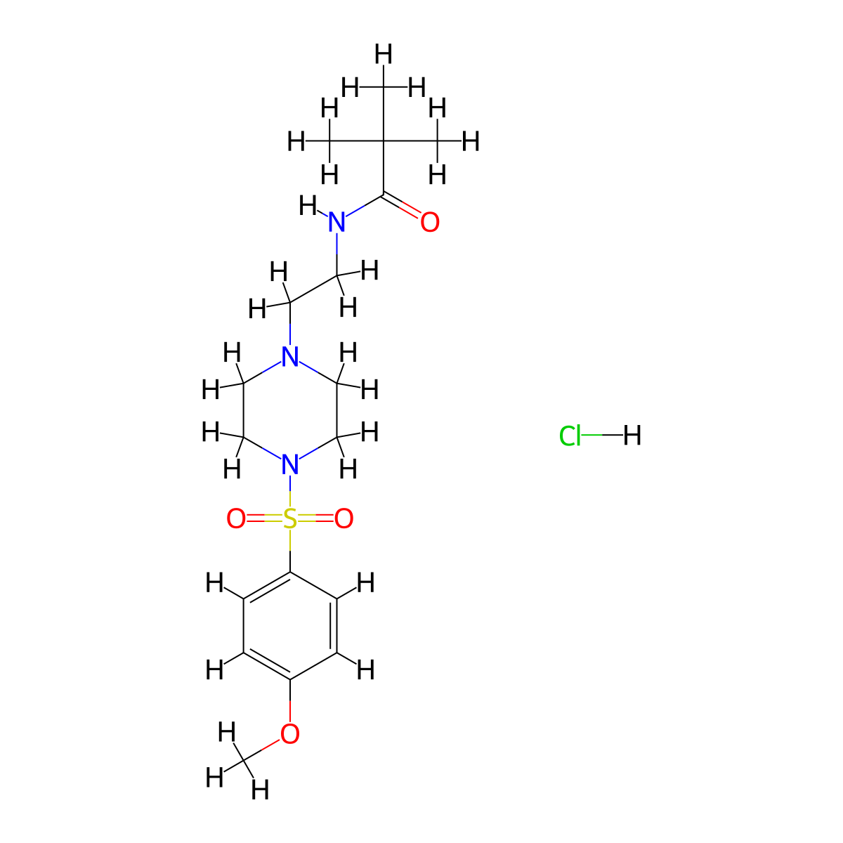 N-(2-(4-((4-methoxyphenyl)sulfonyl)piperazin-1-yl)ethyl)pivalamide hydrochloride molecular structure, CAS 1185027-99-9