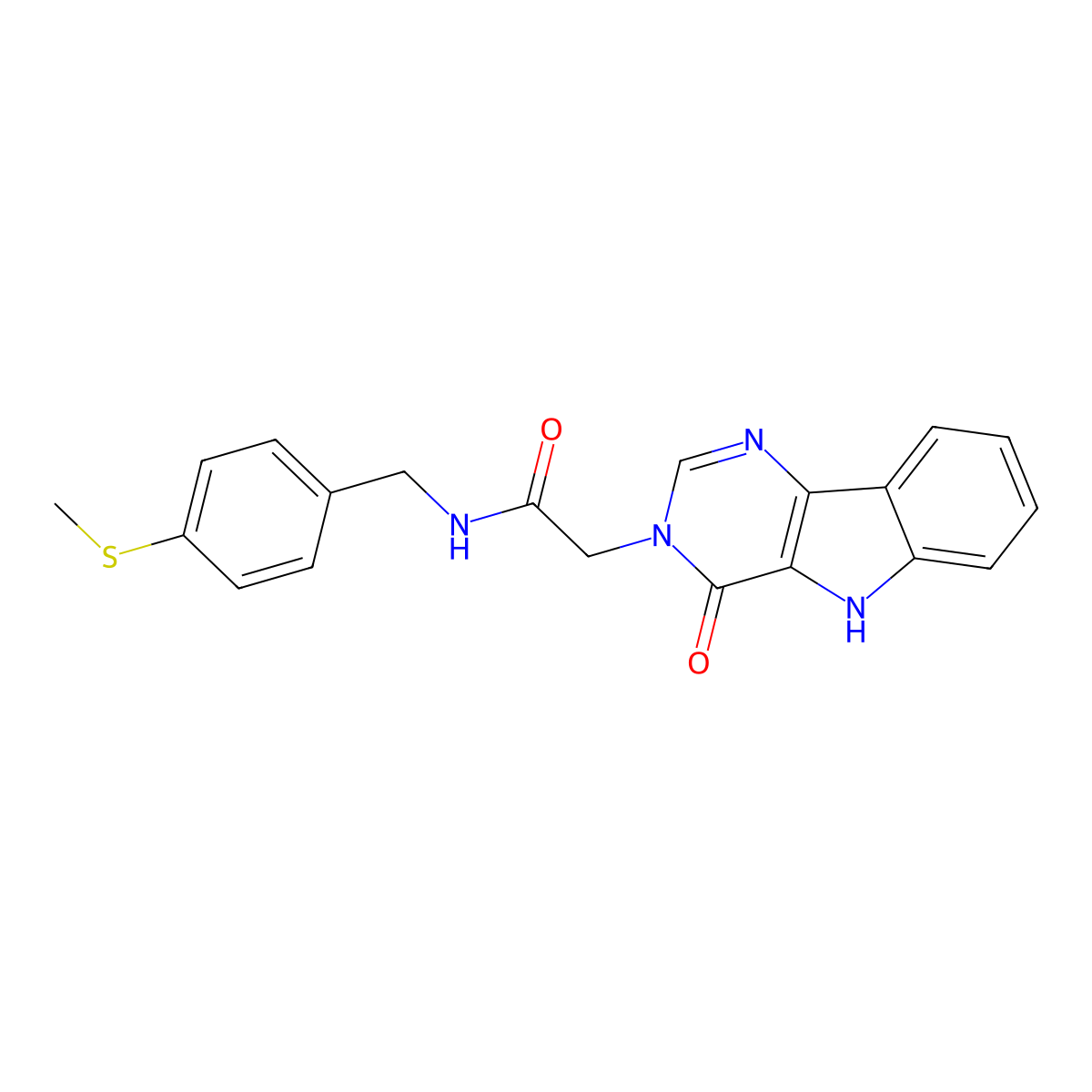 N-(4-(methylthio)benzyl)-2-(4-oxo-4,5-dihydro-3H-pyrimido[5,4-b]indol-3-yl)acetamide molecular structure, CAS 1185028-03-8