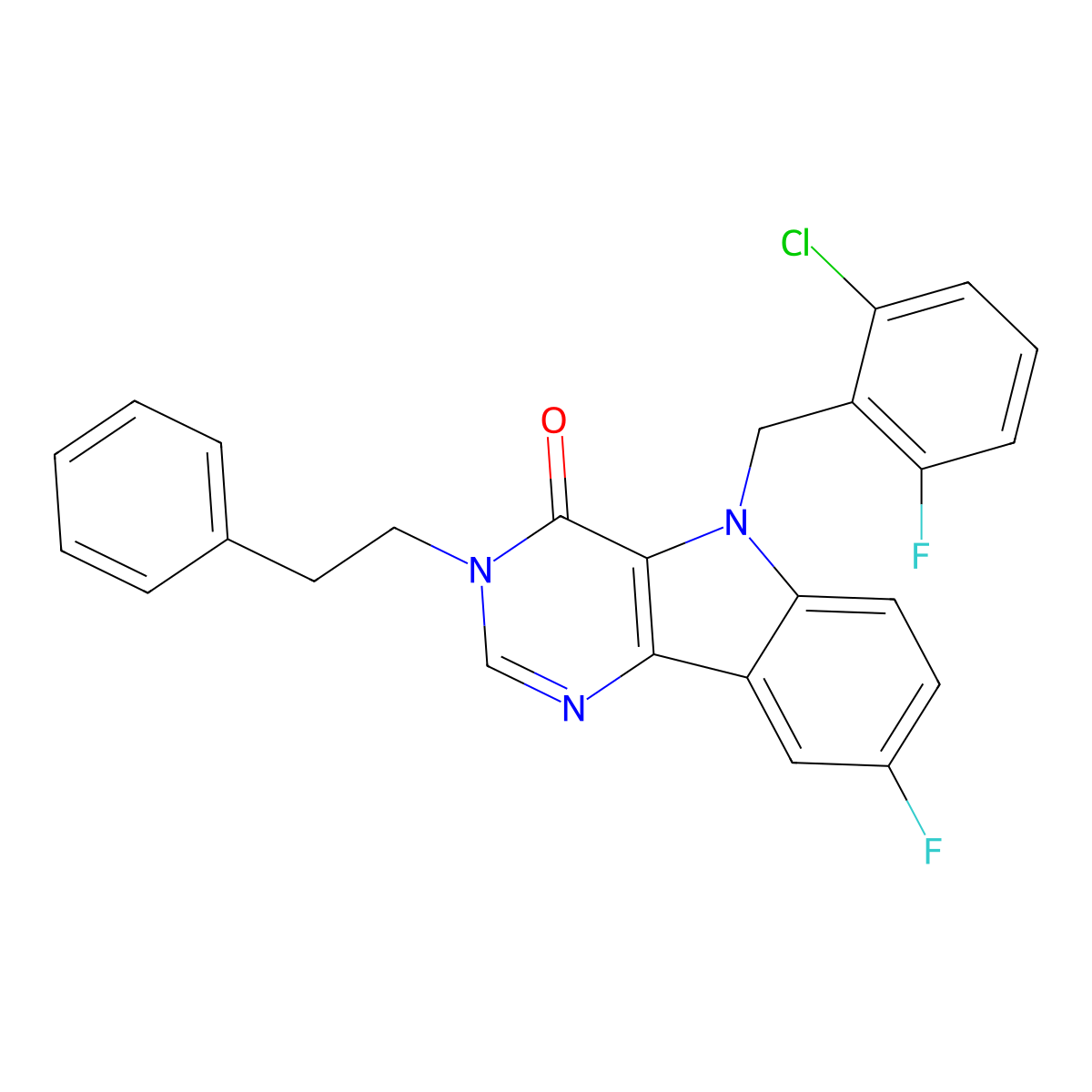 5-(2-chloro-6-fluorobenzyl)-8-fluoro-3-phenethyl-3H-pyrimido[5,4-b]indol-4(5H)-one molecular structure, CAS 1185030-55-0