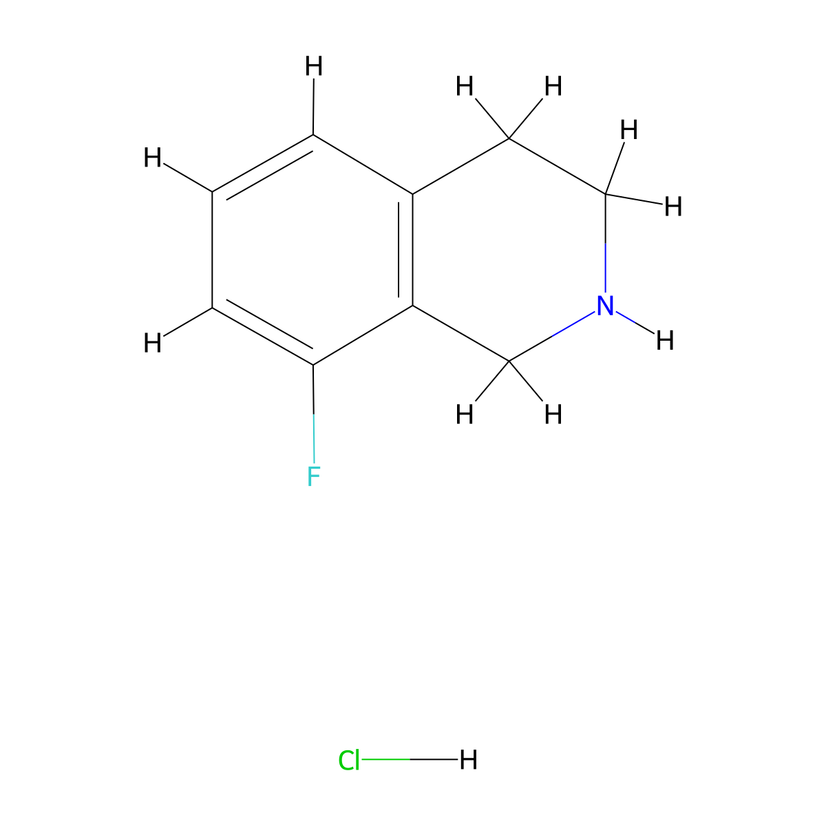 8-Fluoro-1,2,3,4-tetrahydroisoquinoline hydrochloride molecular structure, CAS 1185030-61-8