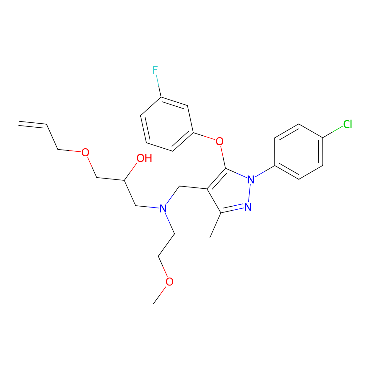 1-(allyloxy)-3-[{[1-(4-chlorophenyl)-5-(3-fluorophenoxy)-3-methyl-1H-pyrazol-4-yl]methyl}(2-methoxyethyl)amino]-2-propanol molecular structure, CAS 1185030-62-9