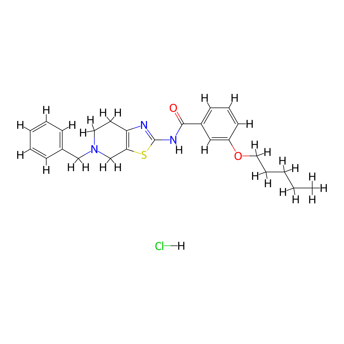 N-(5-benzyl-4,5,6,7-tetrahydrothiazolo[5,4-c]pyridin-2-yl)-3-(pentyloxy)benzamide hydrochloride molecular structure, CAS 1185032-40-9