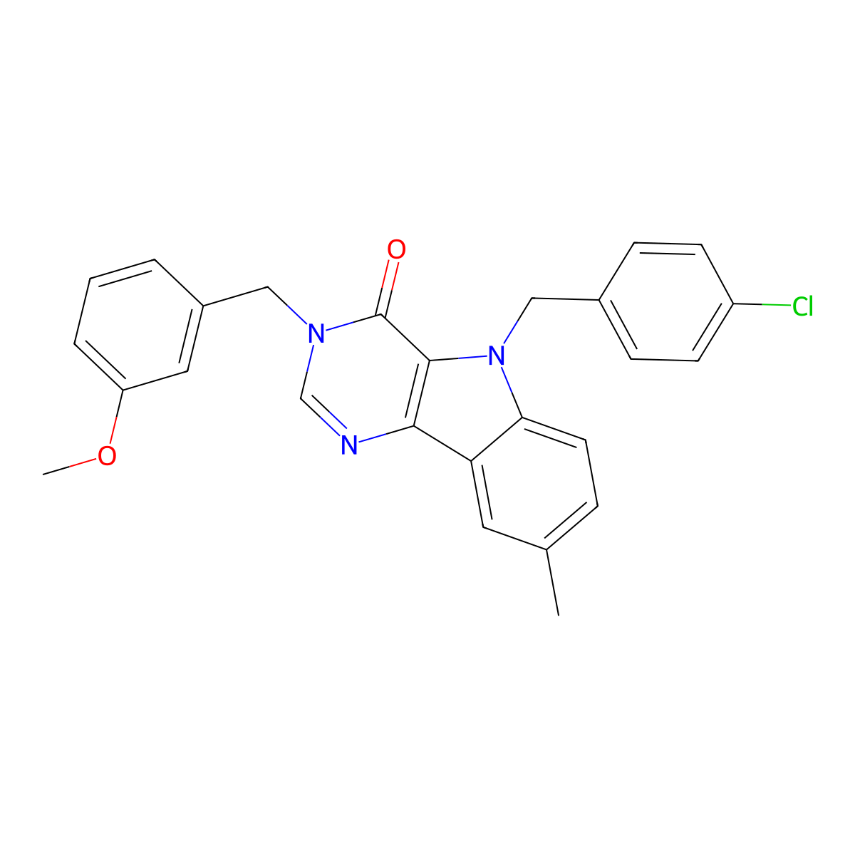 5-(4-chlorobenzyl)-3-(3-methoxybenzyl)-8-methyl-3H-pyrimido[5,4-b]indol-4(5H)-one molecular structure, CAS 1185033-01-5
