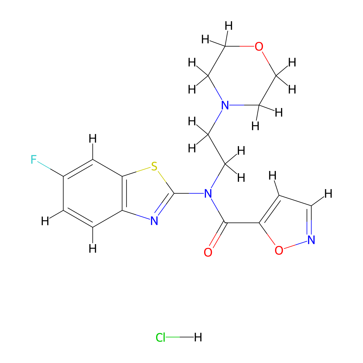 N-(6-fluorobenzo[d]thiazol-2-yl)-N-(2-morpholinoethyl)isoxazole-5-carboxamide hydrochloride molecular structure, CAS 1185033-17-3