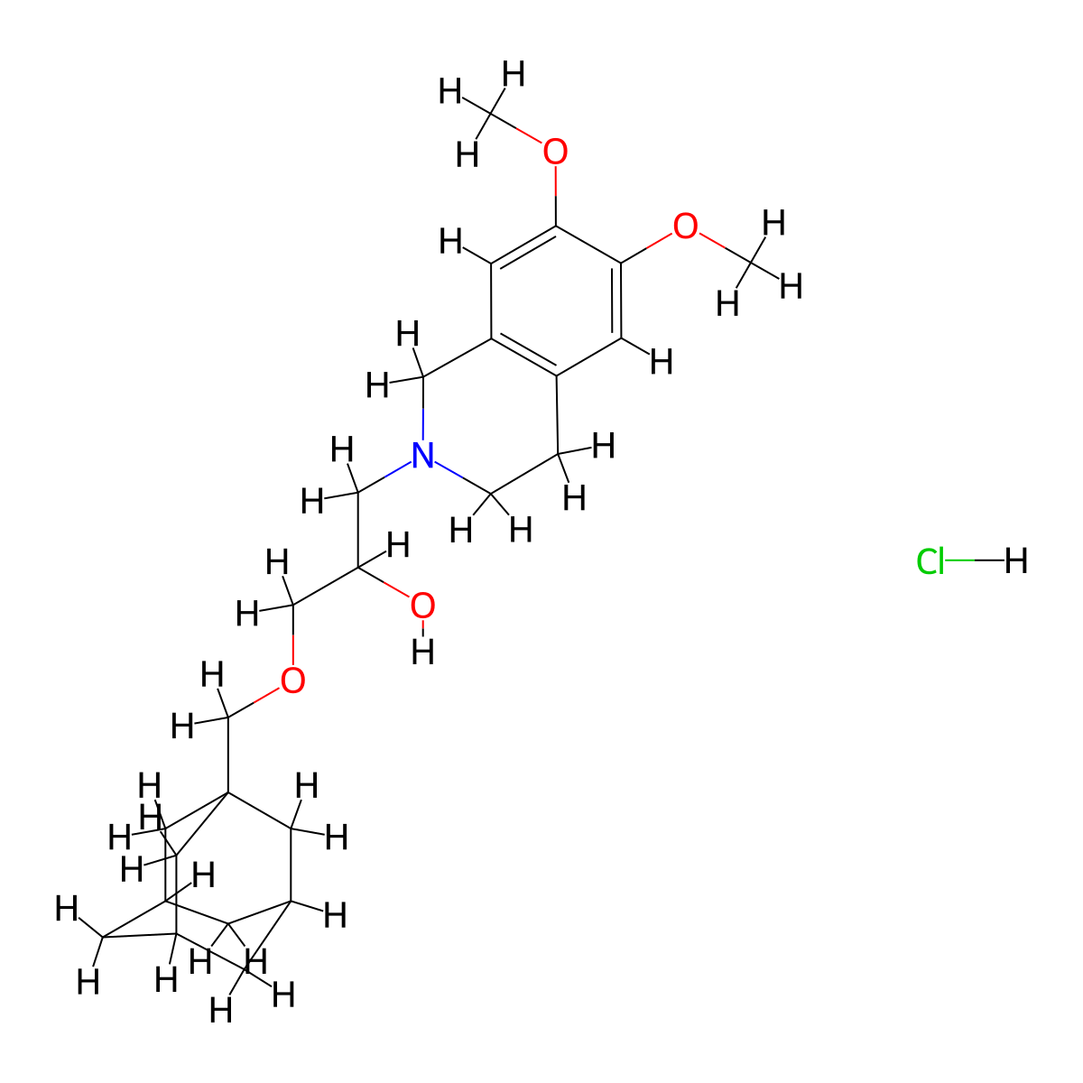 1-[(Adamantan-1-yl)methoxy]-3-(6,7-dimethoxy-1,2,3,4-tetrahydroisoquinolin-2-yl)propan-2-ol hydrochloride molecular structure, CAS 1185034-11-0