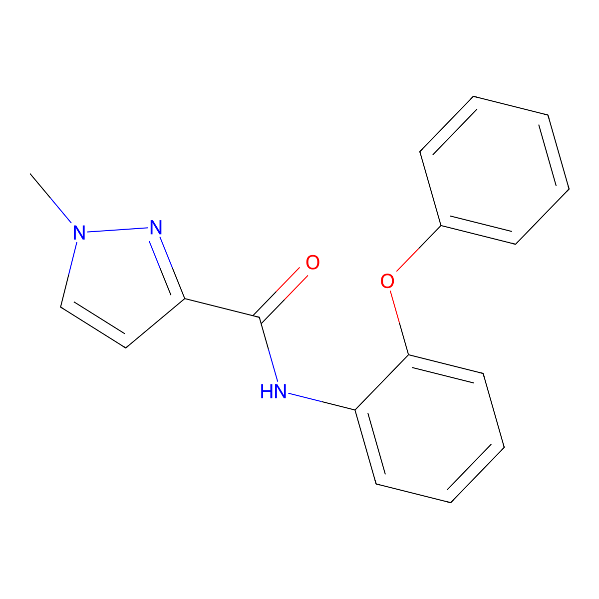 1-methyl-N-(2-phenoxyphenyl)-1H-pyrazole-3-carboxamide molecular structure, CAS 1185034-27-8