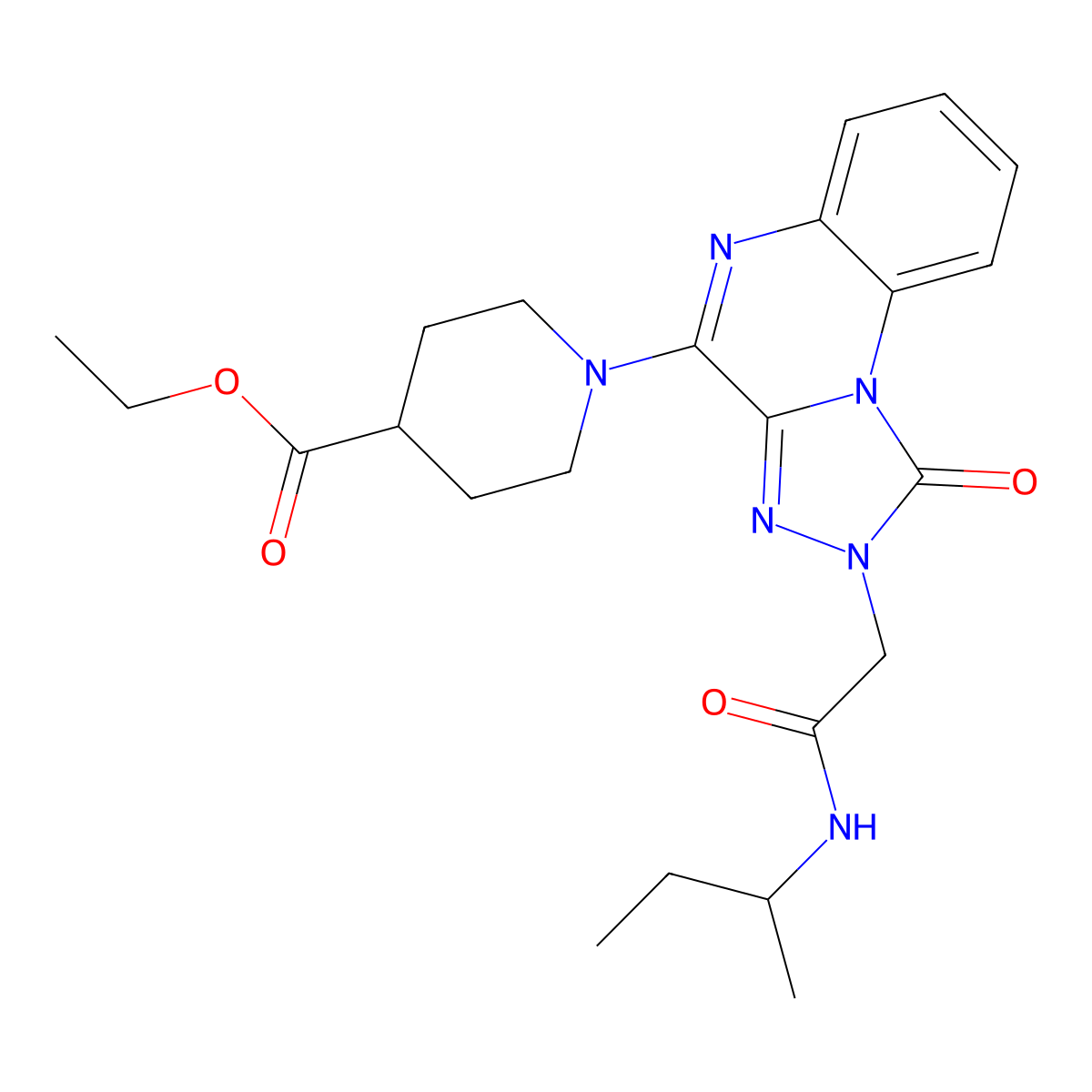 ethyl 1-(2-{[(butan-2-yl)carbamoyl]methyl}-1-oxo-1H,2H-[1,2,4]triazolo[4,3-a]quinoxalin-4-yl)piperidine-4-carboxylate molecular structure, CAS 1185034-78-9