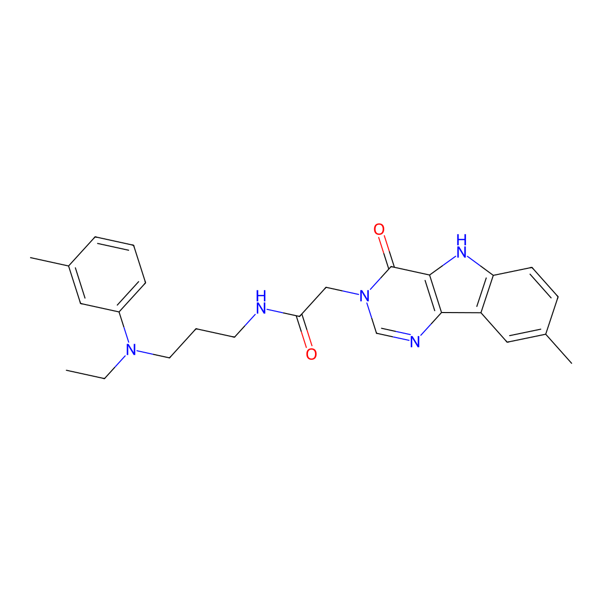 N-(3-(ethyl(m-tolyl)amino)propyl)-2-(8-methyl-4-oxo-4,5-dihydro-3H-pyrimido[5,4-b]indol-3-yl)acetamide molecular structure, CAS 1185035-43-1
