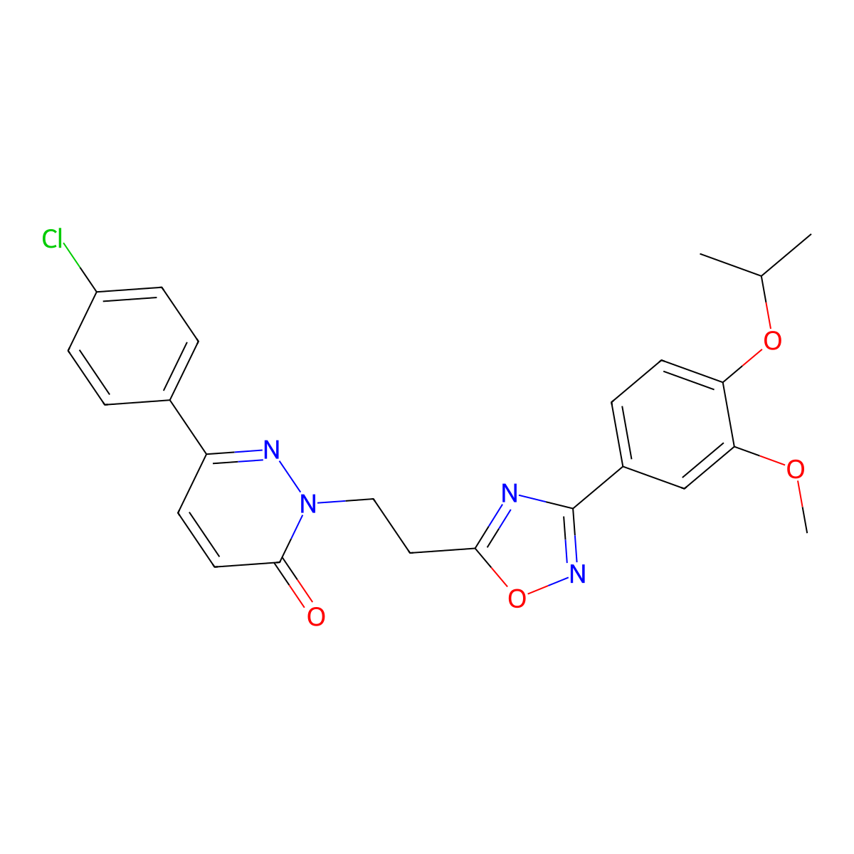6-(4-chlorophenyl)-2-(2-(3-(4-isopropoxy-3-methoxyphenyl)-1,2,4-oxadiazol-5-yl)ethyl)pyridazin-3(2H)-one molecular structure, CAS 1185035-60-2