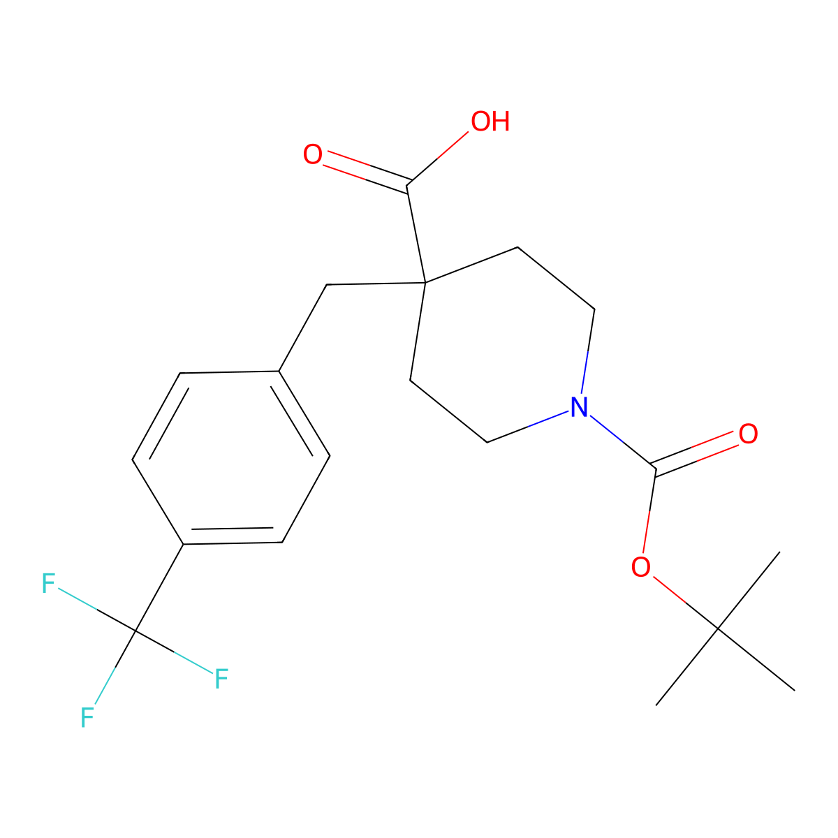 1-(tert-Butoxycarbonyl)-4-(4-(trifluoromethyl)benzyl)piperidine-4-carboxylic acid molecular structure, CAS 1185036-68-3