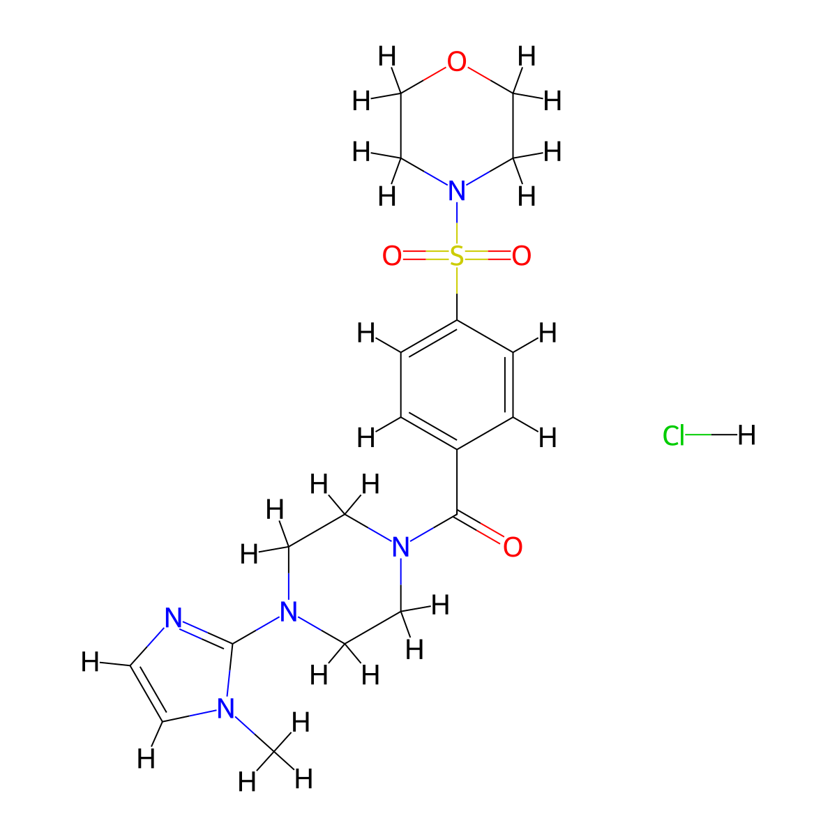 (4-(1-methyl-1H-imidazol-2-yl)piperazin-1-yl)(4-(morpholinosulfonyl)phenyl)methanone hydrochloride molecular structure, CAS 1185038-08-7