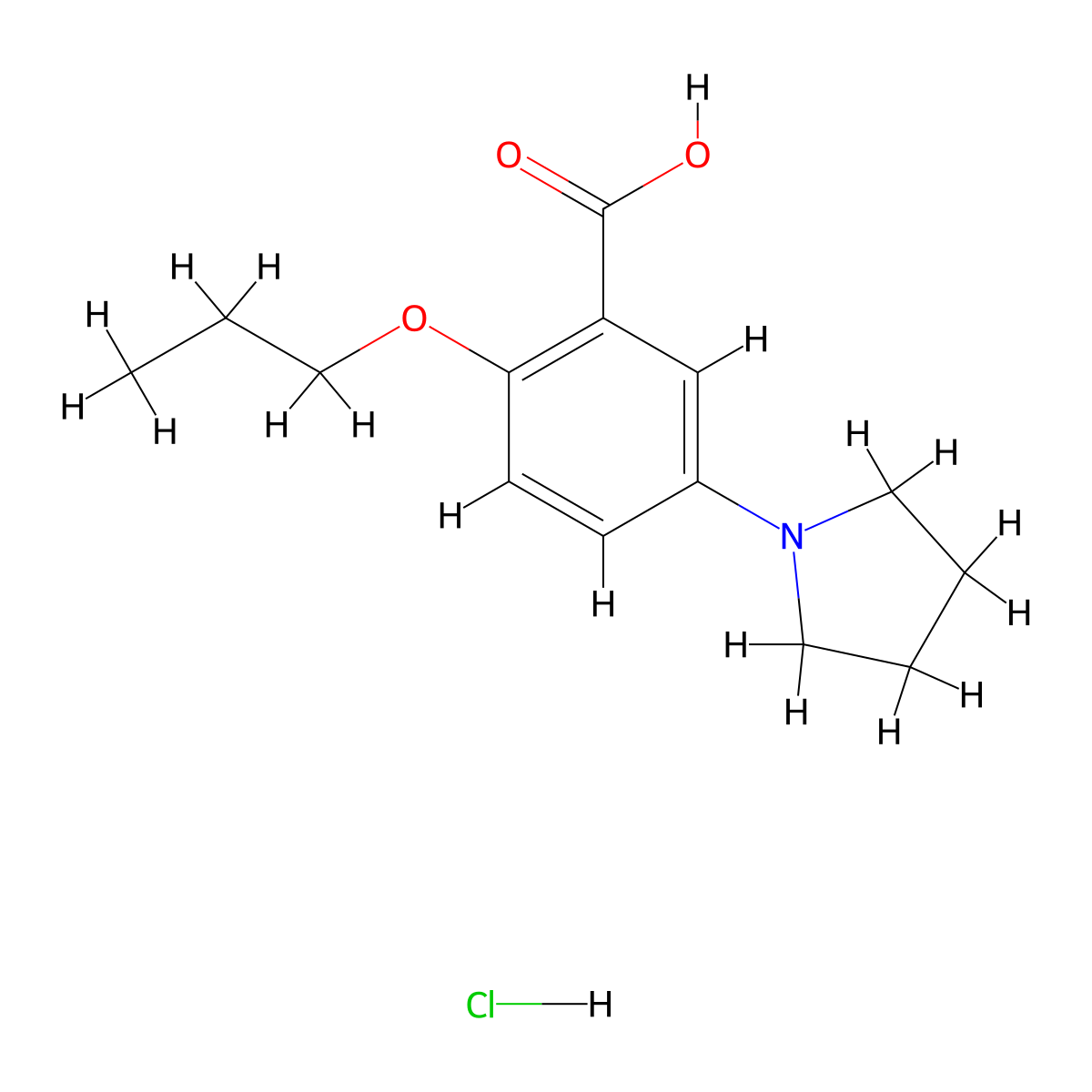 2-Propoxy-5-(pyrrolidin-1-yl)benzoic acid hydrochloride molecular structure, CAS 1185038-20-3
