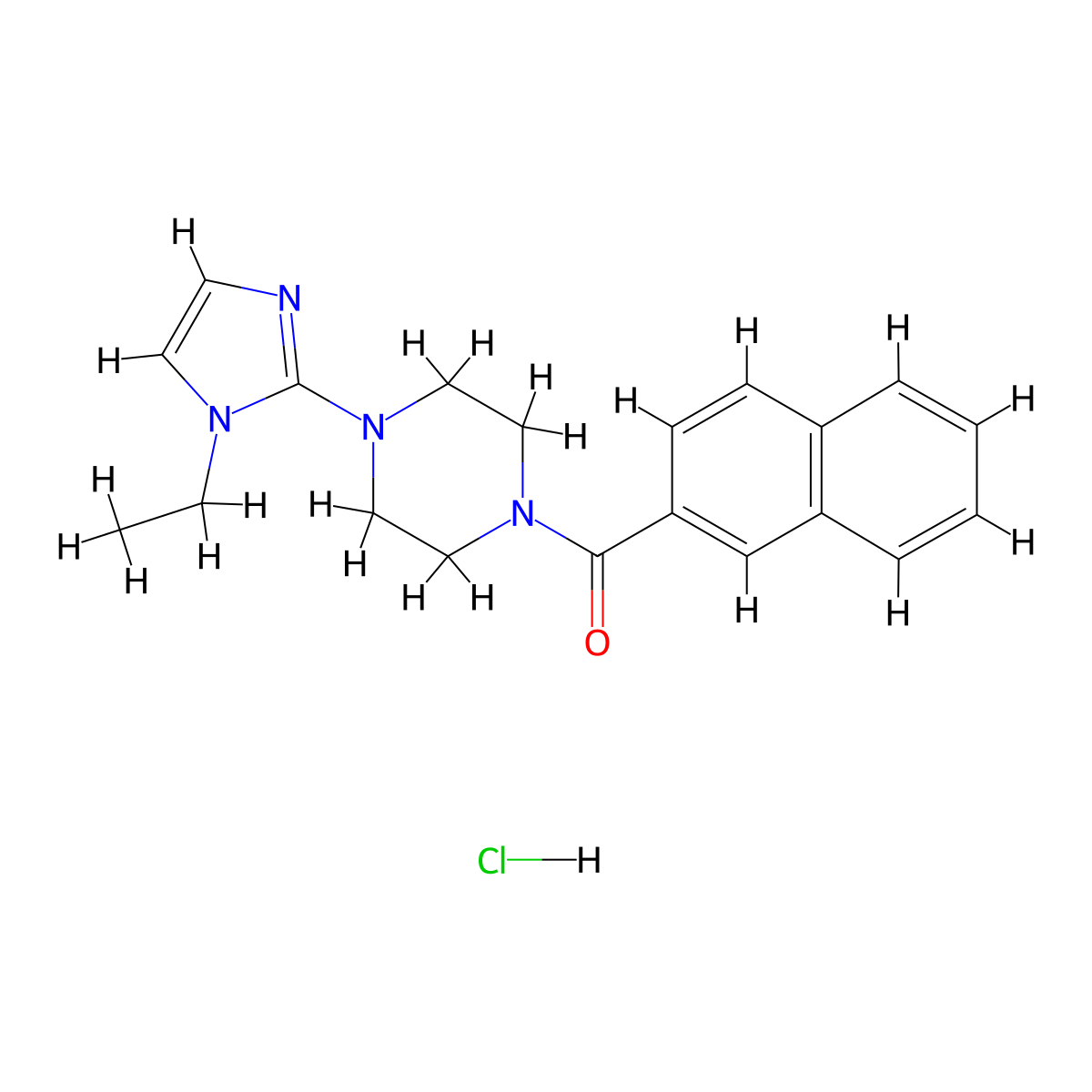 (4-(1-ethyl-1H-imidazol-2-yl)piperazin-1-yl)(naphthalen-2-yl)methanone hydrochloride molecular structure, CAS 1185038-55-4
