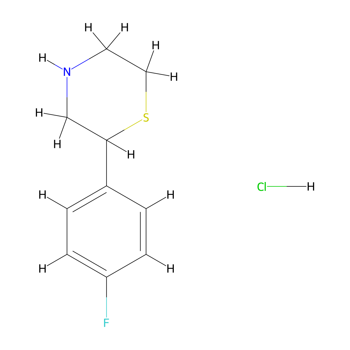 2-(4-Fluorophenyl)thiomorpholine hydrochloride molecular structure, CAS 1185040-16-7