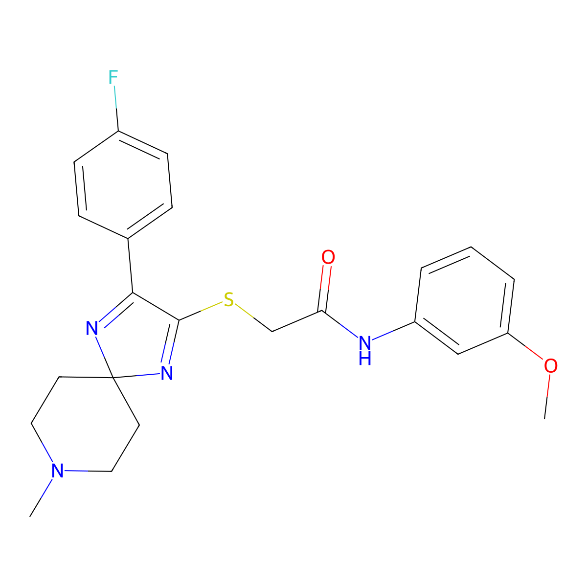 2-((3-(4-fluorophenyl)-8-methyl-1,4,8-triazaspiro[4.5]deca-1,3-dien-2-yl)thio)-N-(3-methoxyphenyl)acetamide molecular structure, CAS 1185040-35-0