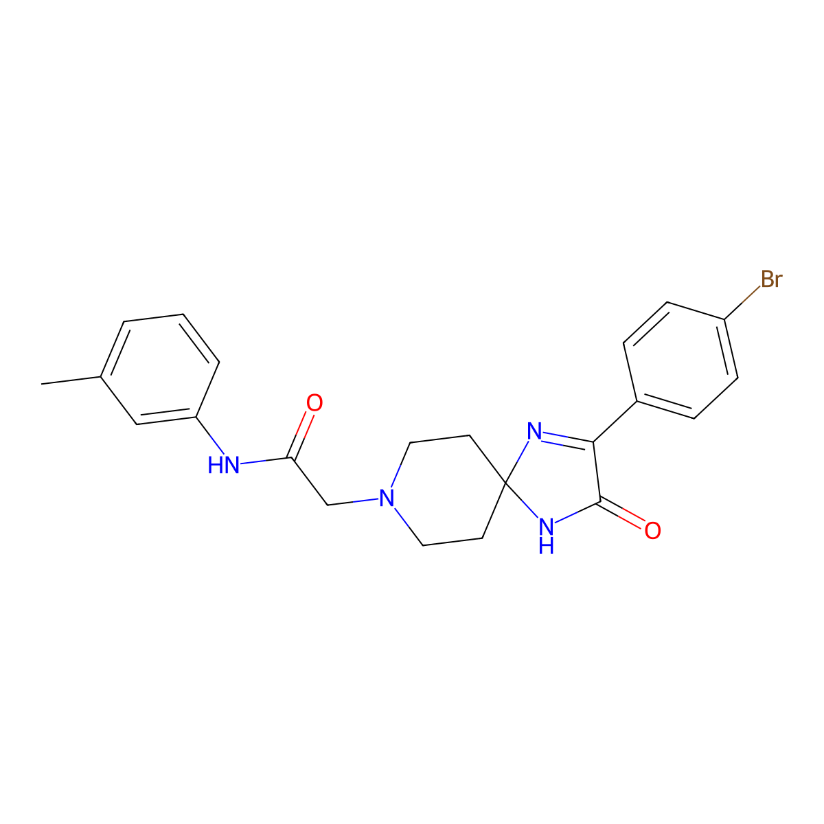 2-[2-(4-bromophenyl)-3-oxo-1,4,8-triazaspiro[4.5]dec-1-en-8-yl]-N-(3-methylphenyl)acetamide molecular structure, CAS 1185040-78-1