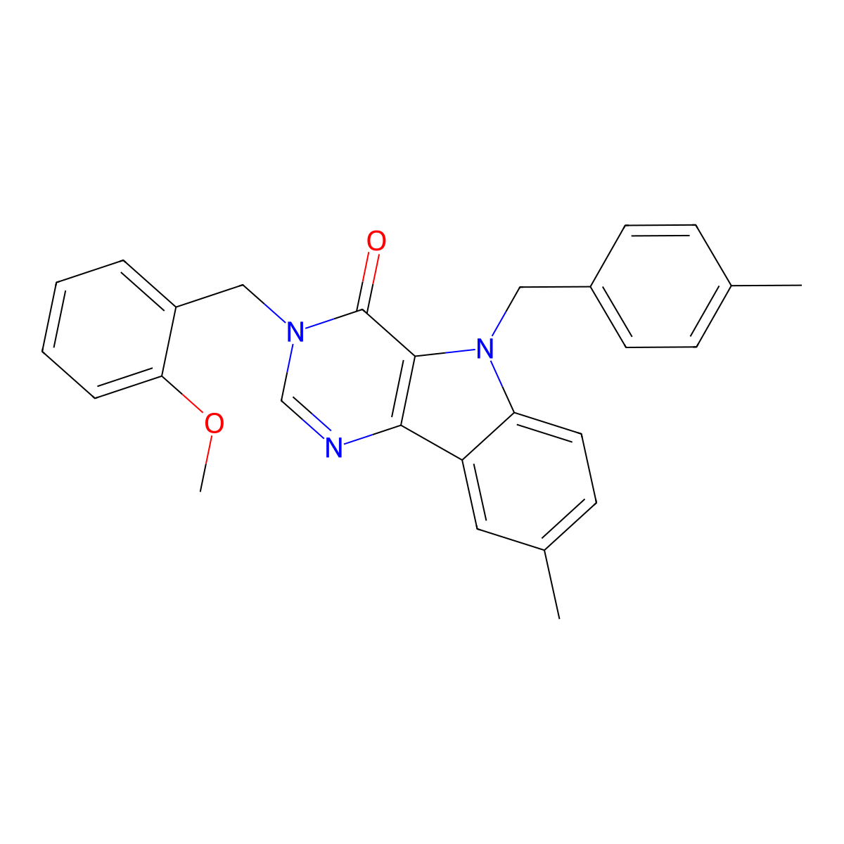 3-(2-methoxybenzyl)-8-methyl-5-(4-methylbenzyl)-3H-pyrimido[5,4-b]indol-4(5H)-one molecular structure, CAS 1185041-28-4