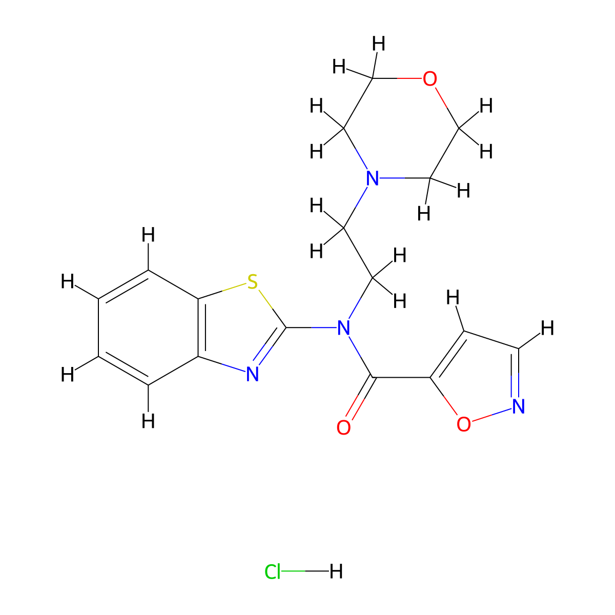 N-(benzo[d]thiazol-2-yl)-N-(2-morpholinoethyl)isoxazole-5-carboxamide hydrochloride molecular structure, CAS 1185041-85-3