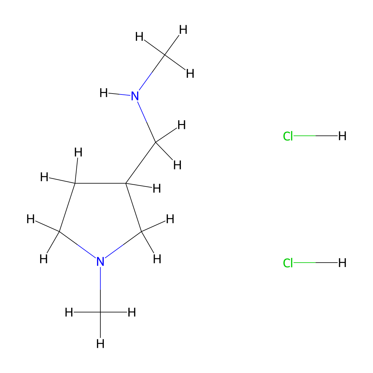 Methyl((1-methylpyrrolidin-3-yl)methyl)amine dihydrochloride molecular structure, CAS 1185042-30-1