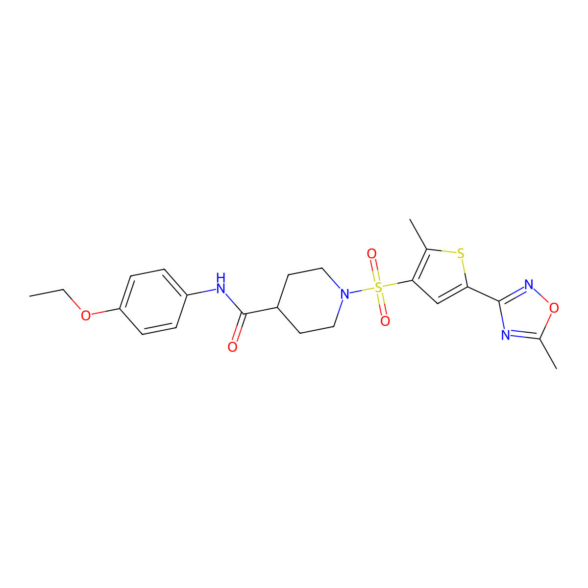 N-(4-ethoxyphenyl)-1-{[2-methyl-5-(5-methyl-1,2,4-oxadiazol-3-yl)-3-thienyl]sulfonyl}piperidine-4-carboxamide molecular structure, CAS 1185042-31-2