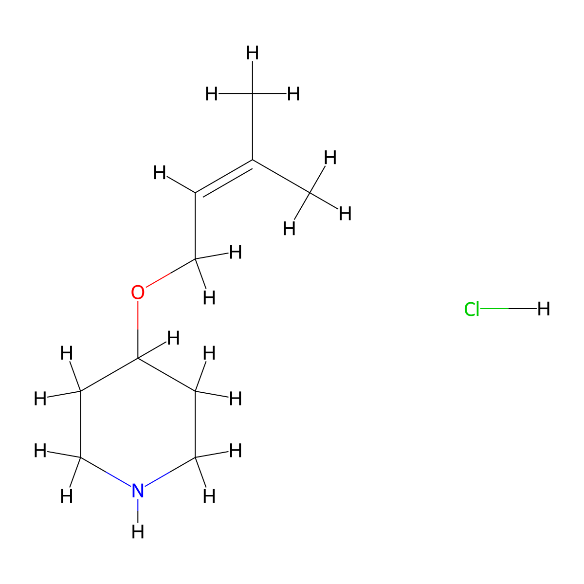 4-[(3-Methyl-2-butenyl)oxy]piperidine hydrochloride molecular structure, CAS 1185044-73-8