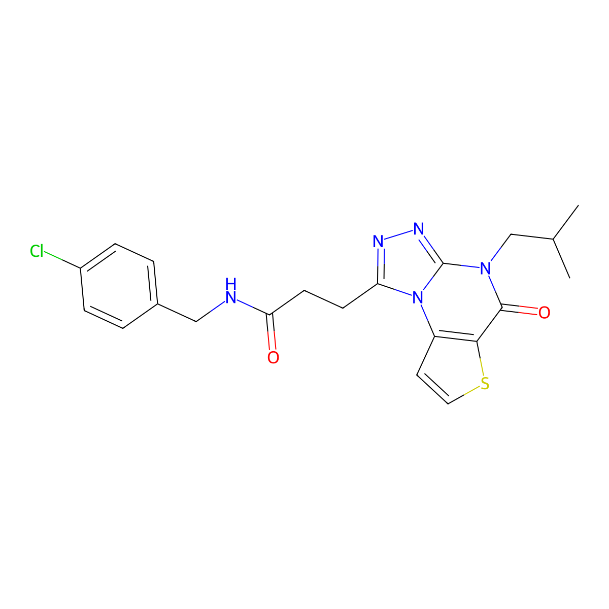 N-(4-chlorobenzyl)-3-(4-isobutyl-5-oxo-4,5-dihydrothieno[2,3-e][1,2,4]triazolo[4,3-a]pyrimidin-1-yl)propanamide molecular structure, CAS 1185045-53-7