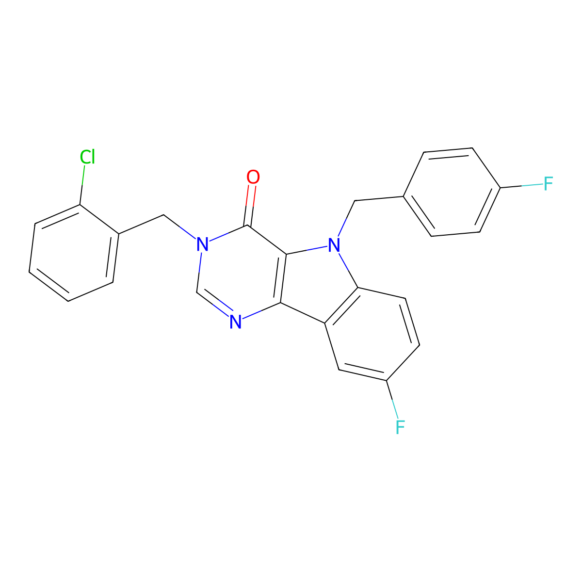3-(2-chlorobenzyl)-8-fluoro-5-(4-fluorobenzyl)-3H-pyrimido[5,4-b]indol-4(5H)-one molecular structure, CAS 1185045-66-2
