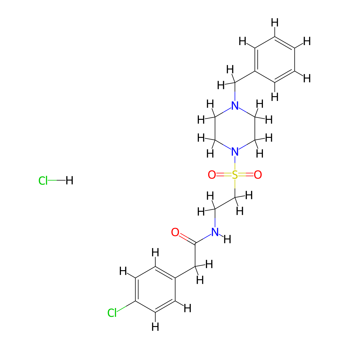 N-(2-((4-benzylpiperazin-1-yl)sulfonyl)ethyl)-2-(4-chlorophenyl)acetamide hydrochloride molecular structure, CAS 1185045-76-4