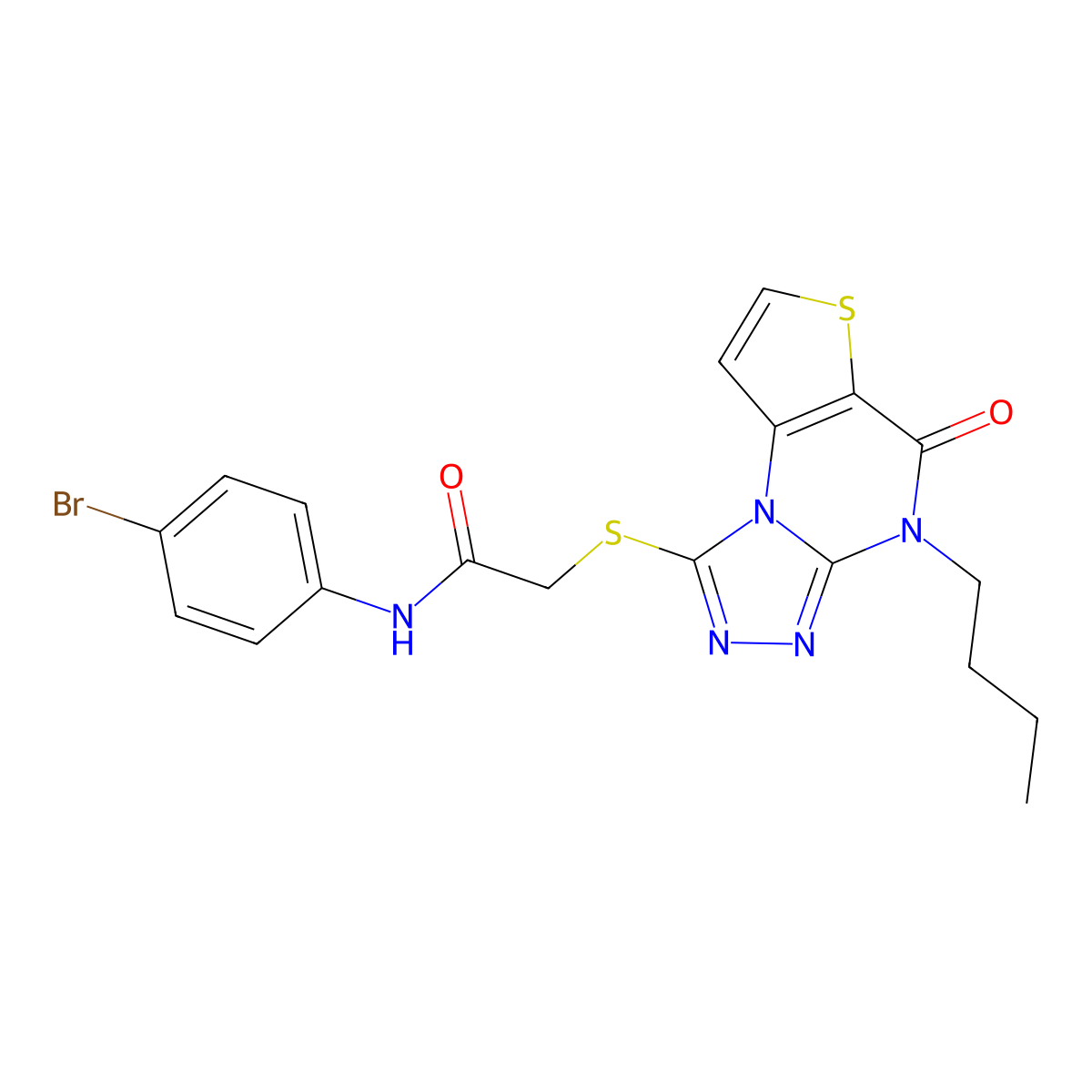 N-(4-bromophenyl)-2-((4-butyl-5-oxo-4,5-dihydrothieno[2,3-e][1,2,4]triazolo[4,3-a]pyrimidin-1-yl)thio)acetamide molecular structure, CAS 1185048-36-5