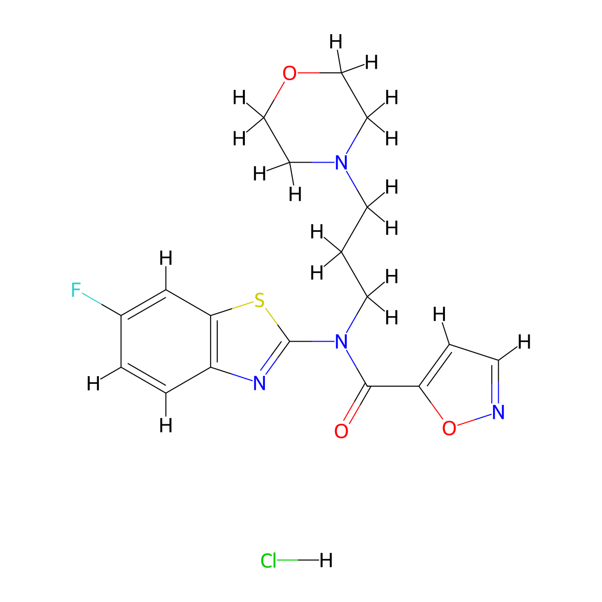 N-(6-fluorobenzo[d]thiazol-2-yl)-N-(3-morpholinopropyl)isoxazole-5-carboxamide hydrochloride molecular structure, CAS 1185048-91-2