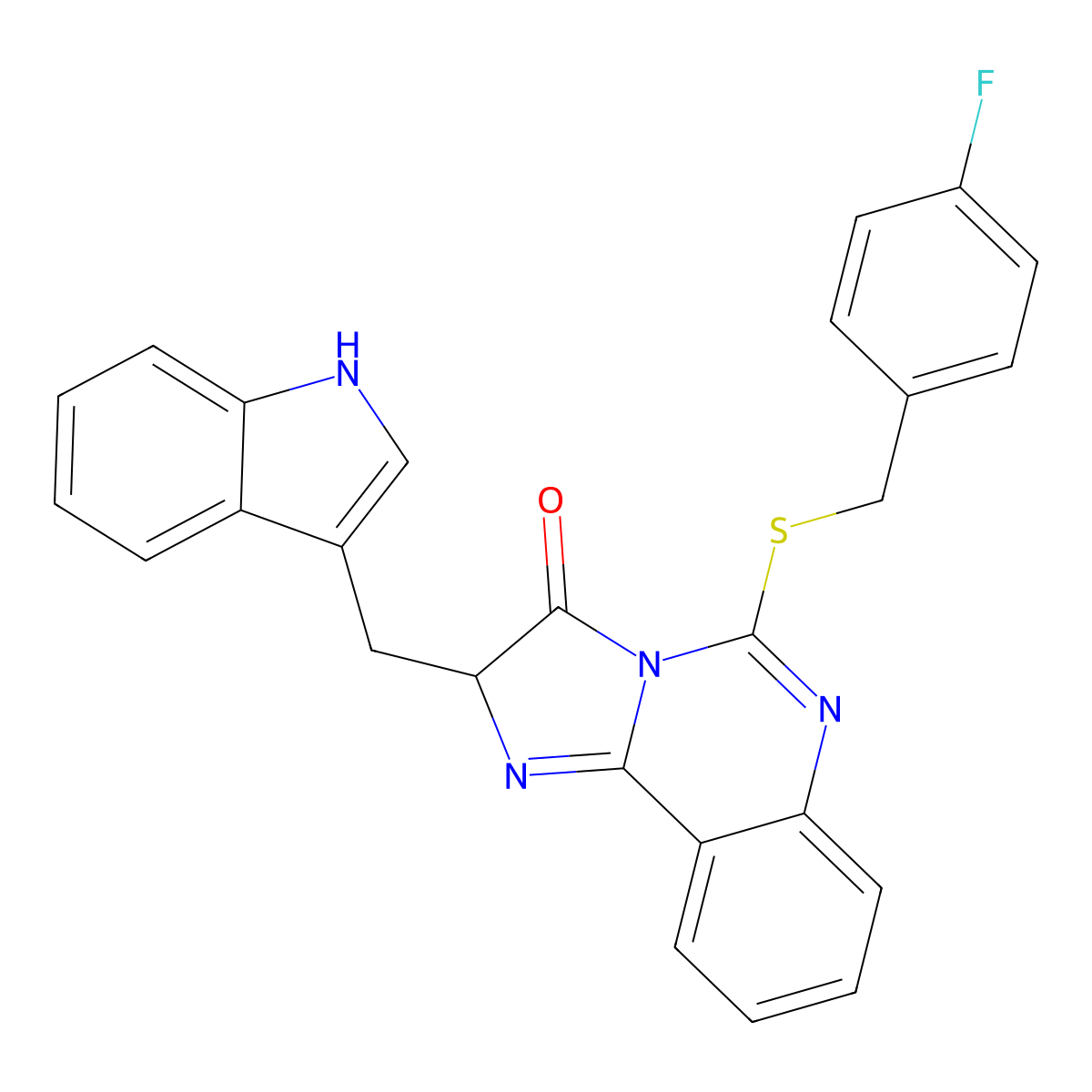 5-{[(4-fluorophenyl)methyl]sulfanyl}-2-[(1H-indol-3-yl)methyl]-2H,3H-imidazo[1,2-c]quinazolin-3-one molecular structure, CAS 1185049-00-6