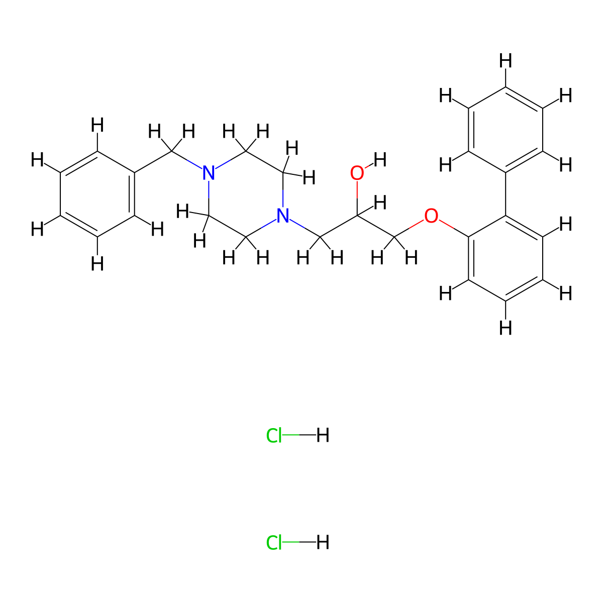 1-([1,1'-Biphenyl]-2-yloxy)-3-(4-benzylpiperazin-1-yl)propan-2-ol dihydrochloride molecular structure, CAS 1185049-18-6