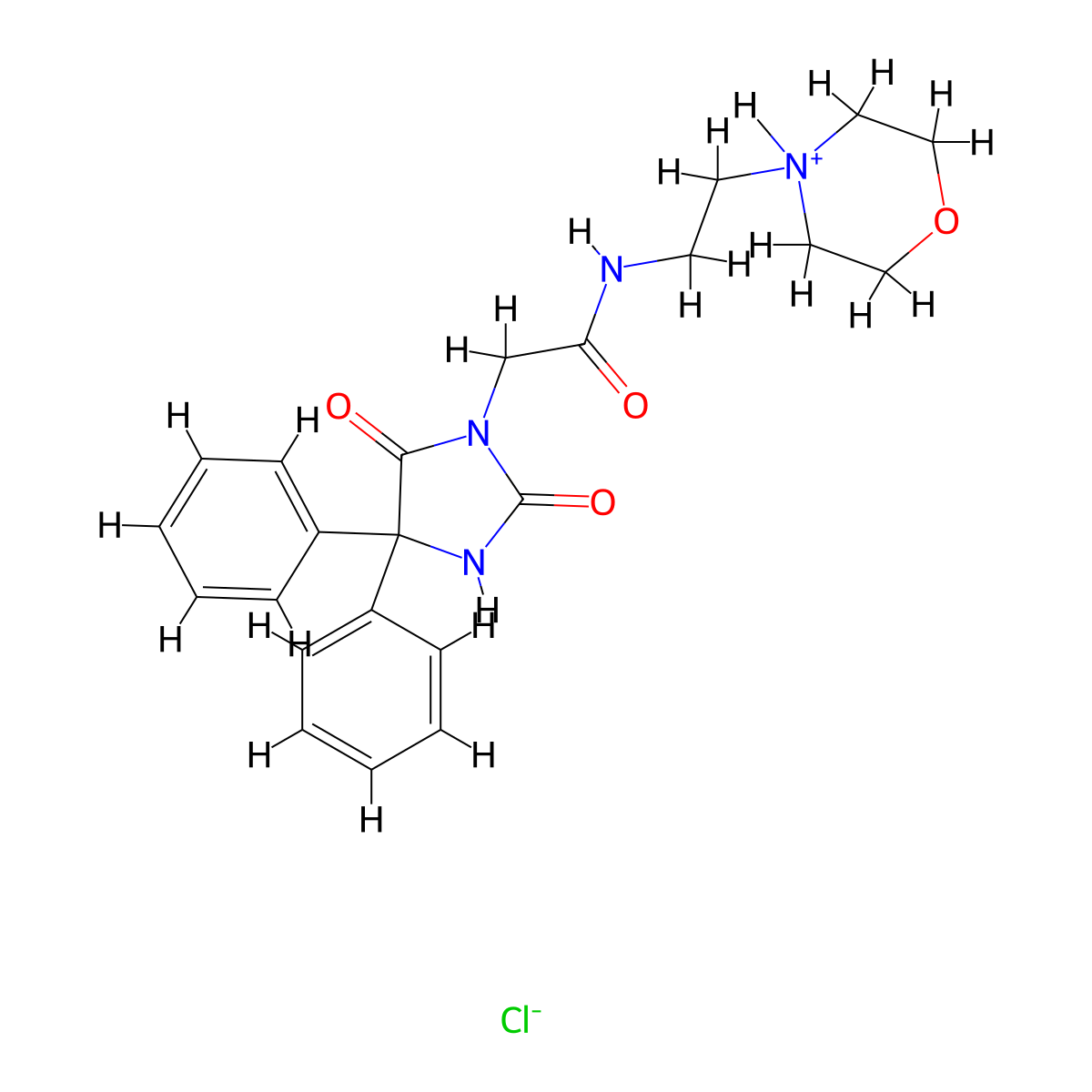 1-Imidazolidineacetamide, 2,5-dioxo-4,4-diphenyl-N-(2-(4-morpholinyl)ethyl)-, monohydrochloride molecular structure, CAS 118505-78-5