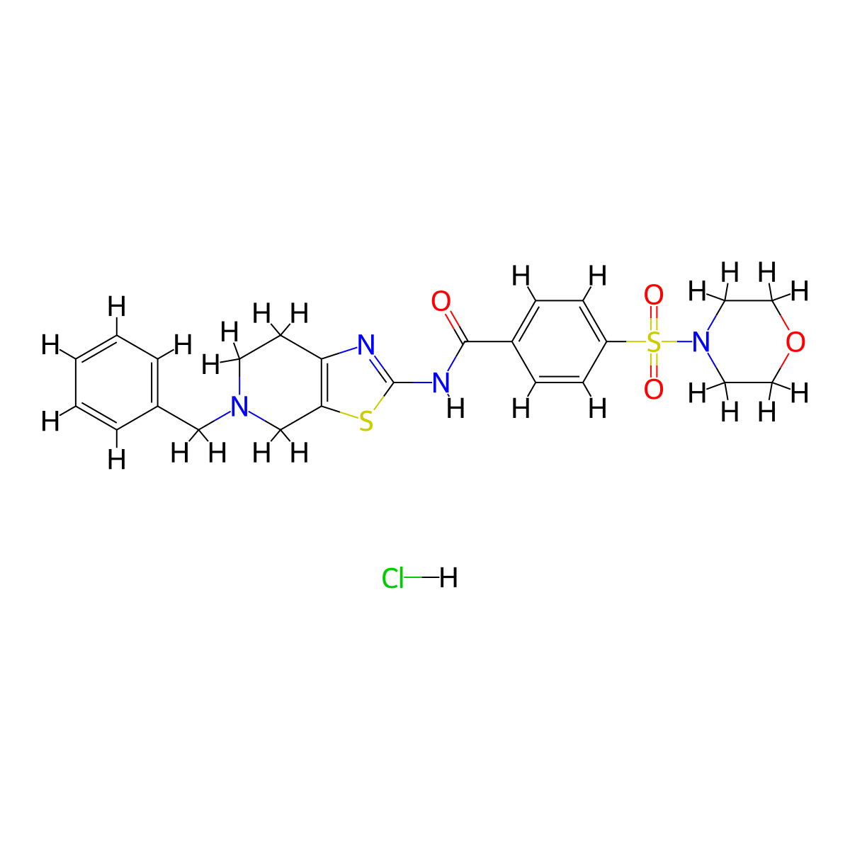 N-(5-benzyl-4,5,6,7-tetrahydrothiazolo[5,4-c]pyridin-2-yl)-4-(morpholinosulfonyl)benzamide hydrochloride molecular structure, CAS 1185050-51-4