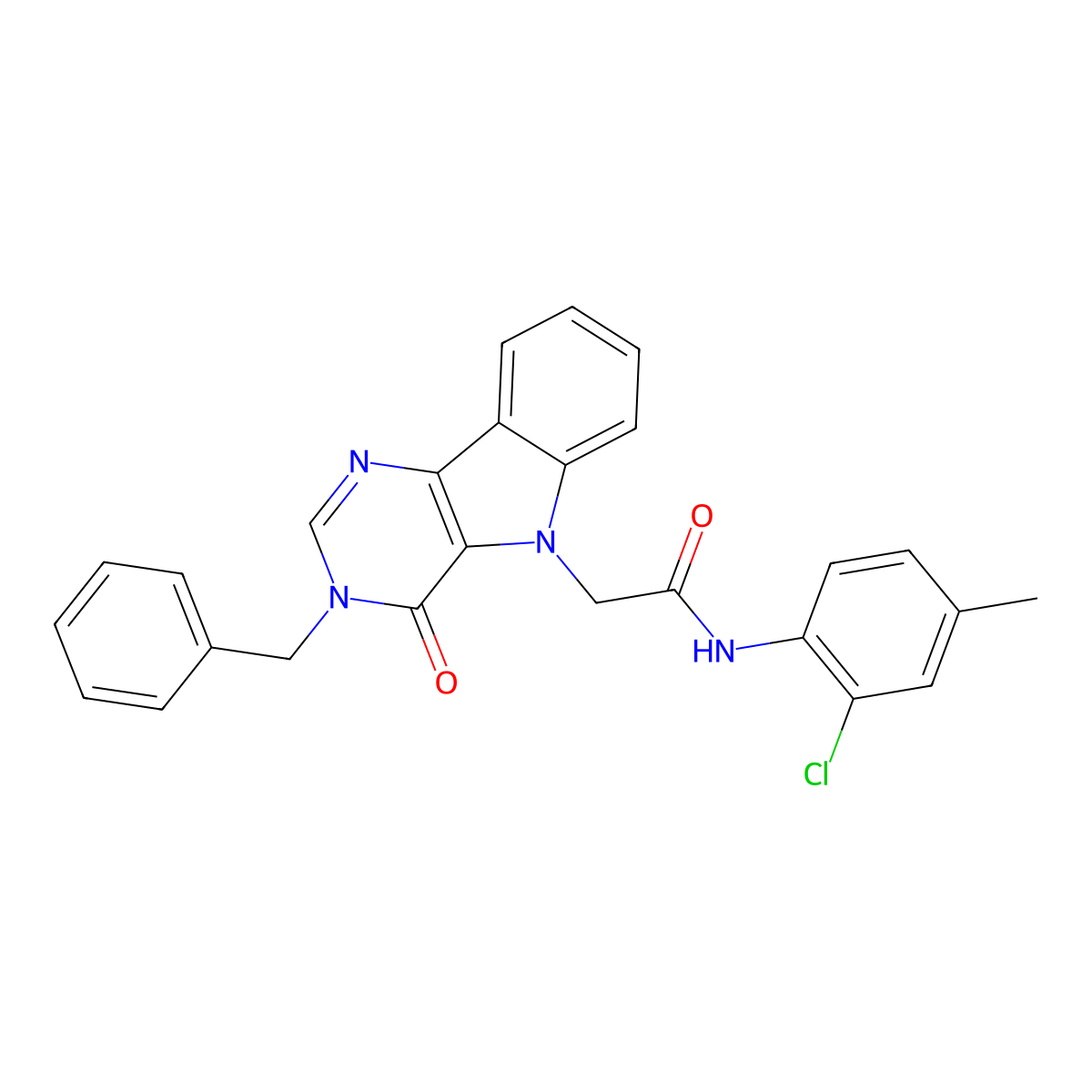 2-(3-benzyl-4-oxo-3H-pyrimido[5,4-b]indol-5(4H)-yl)-N-(2-chloro-4-methylphenyl)acetamide molecular structure, CAS 1185050-66-1