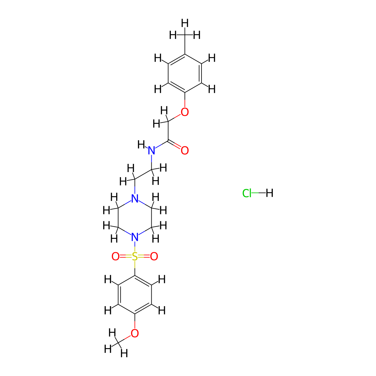 N-(2-(4-((4-methoxyphenyl)sulfonyl)piperazin-1-yl)ethyl)-2-(p-tolyloxy)acetamide hydrochloride molecular structure, CAS 1185051-51-7
