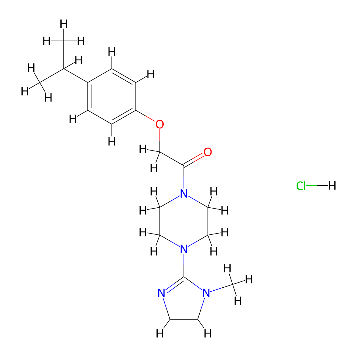 2-(4-isopropylphenoxy)-1-(4-(1-methyl-1H-imidazol-2-yl)piperazin-1-yl)ethanone hydrochloride molecular structure, CAS 1185051-59-5