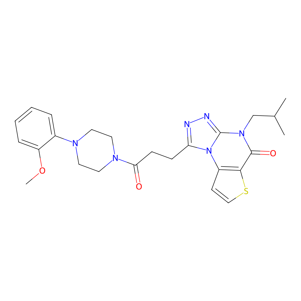 4-isobutyl-1-(3-(4-(2-methoxyphenyl)piperazin-1-yl)-3-oxopropyl)thieno[2,3-e][1,2,4]triazolo[4,3-a]pyrimidin-5(4H)-one molecular structure, CAS 1185051-75-5