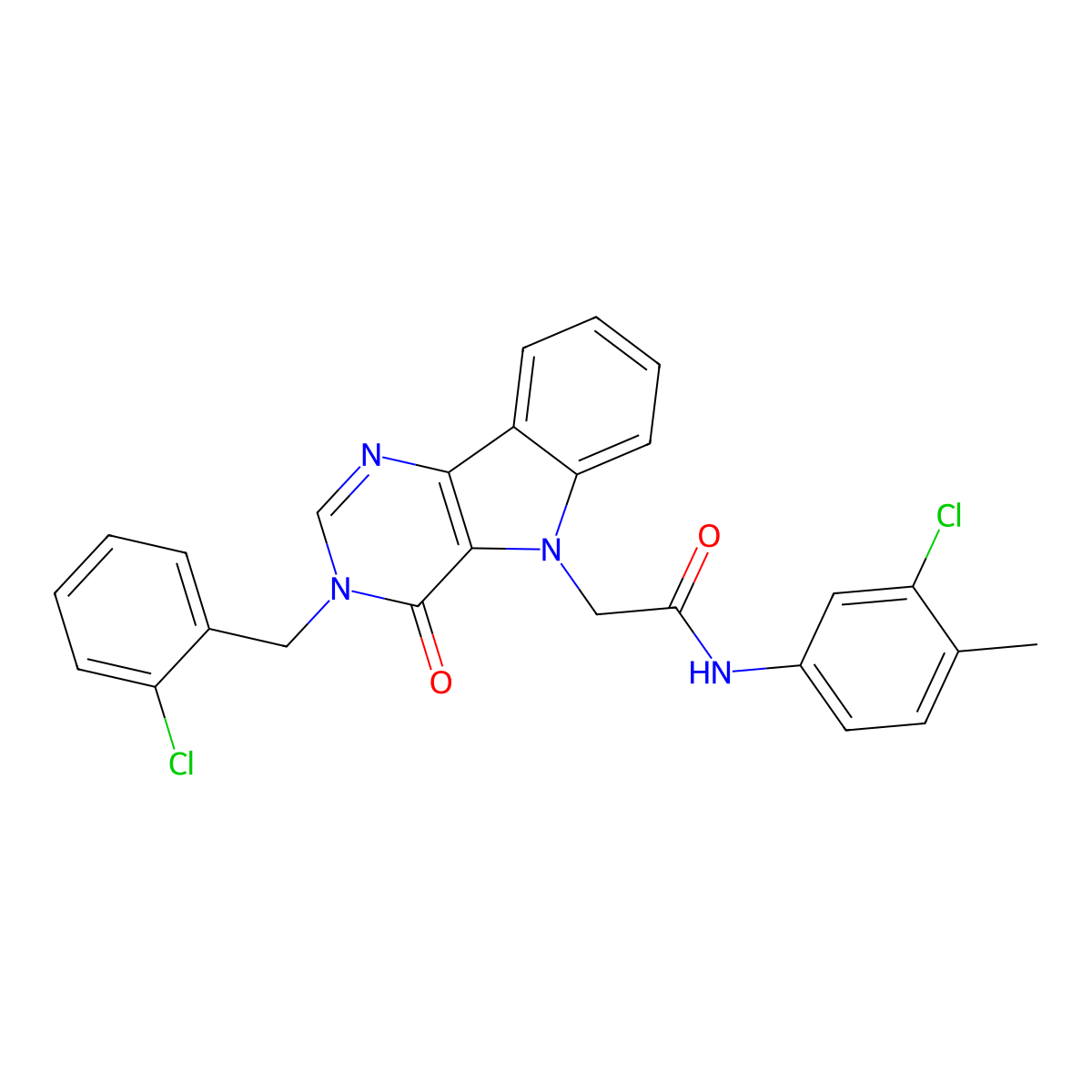 N-(3-chloro-4-methylphenyl)-2-(3-(2-chlorobenzyl)-4-oxo-3H-pyrimido[5,4-b]indol-5(4H)-yl)acetamide molecular structure, CAS 1185052-05-4