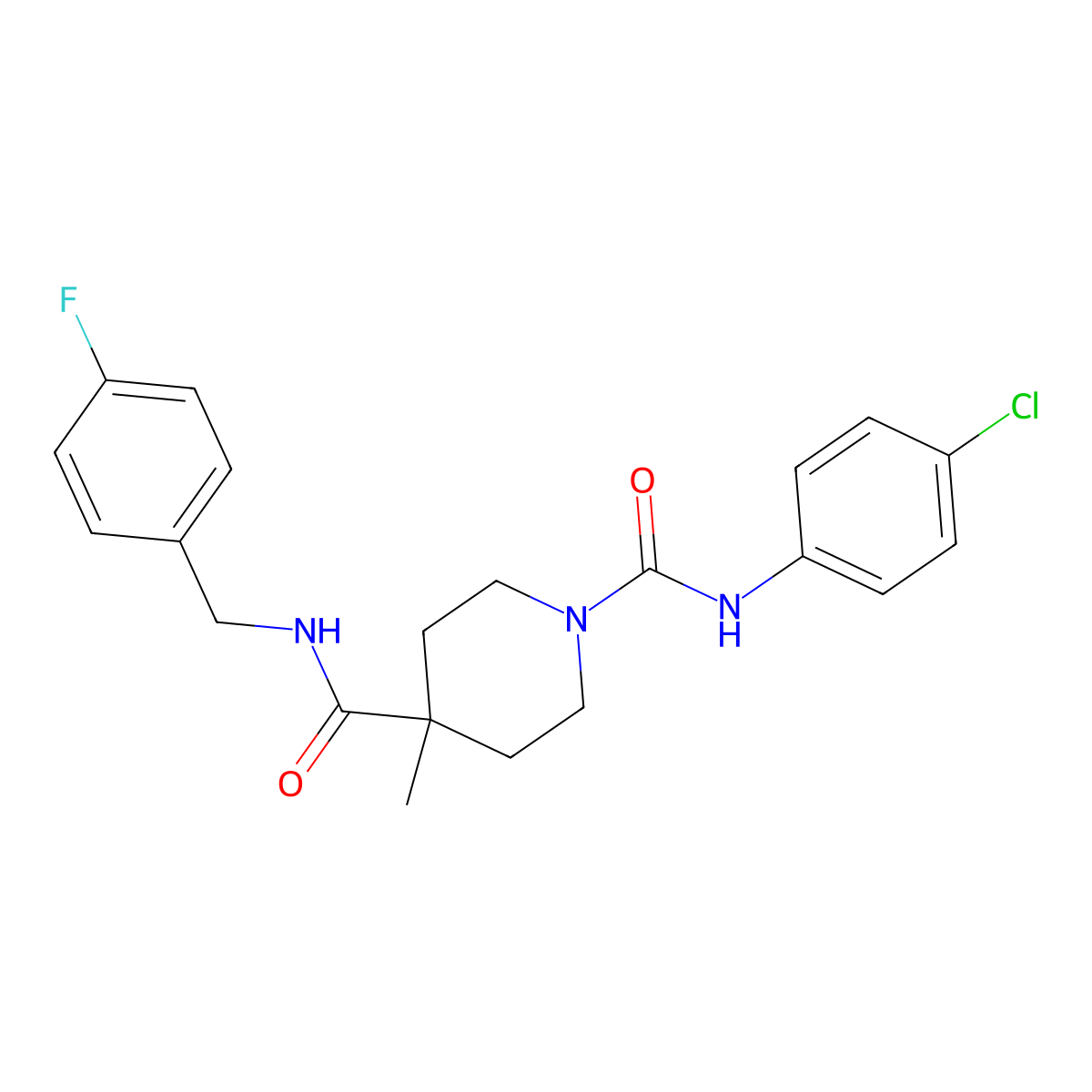 N~1~-(4-chlorophenyl)-N~4~-(4-fluorobenzyl)-4-methylpiperidine-1,4-dicarboxamide molecular structure, CAS 1185052-18-9