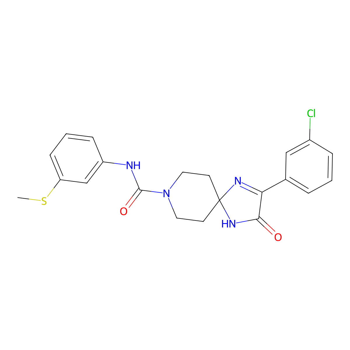 2-(3-chlorophenyl)-N-(3-(methylthio)phenyl)-3-oxo-1,4,8-triazaspiro[4.5]dec-1-ene-8-carboxamide molecular structure, CAS 1185052-25-8