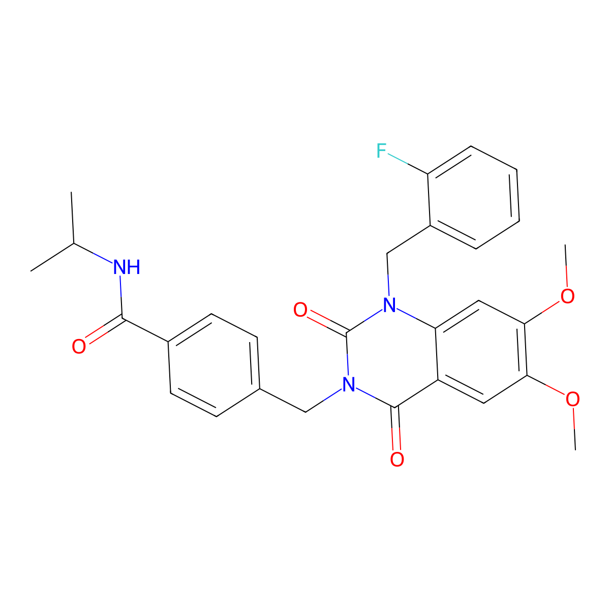 4-((1-(2-fluorobenzyl)-6,7-dimethoxy-2,4-dioxo-1,2-dihydroquinazolin-3(4H)-yl)methyl)-N-isopropylbenzamide molecular structure, CAS 1185052-34-9