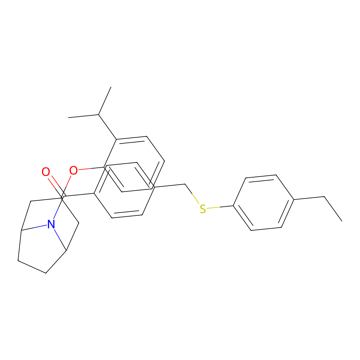 (4-{[(4-Ethylphenyl)sulfanyl]methyl}phenyl)[3-(2-isopropylphenoxy)-8-azabicyclo[3.2.1]oct-8-yl]methanone molecular structure, CAS 1185052-51-0