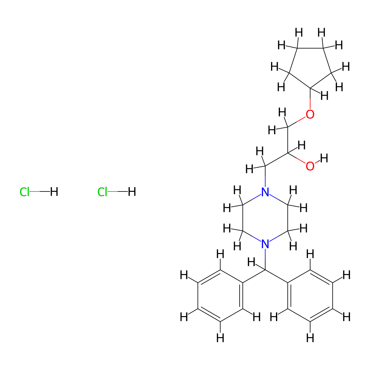 1-(4-Benzhydrylpiperazin-1-yl)-3-(cyclopentyloxy)propan-2-ol dihydrochloride molecular structure, CAS 1185053-42-2