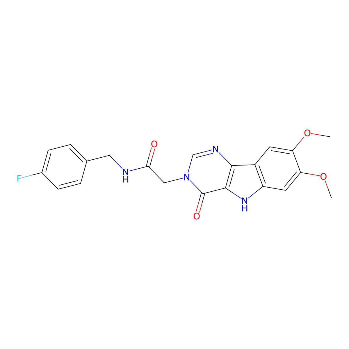 2-(7,8-dimethoxy-4-oxo-4,5-dihydro-3H-pyrimido[5,4-b]indol-3-yl)-N-(4-fluorobenzyl)acetamide molecular structure, CAS 1185053-79-5