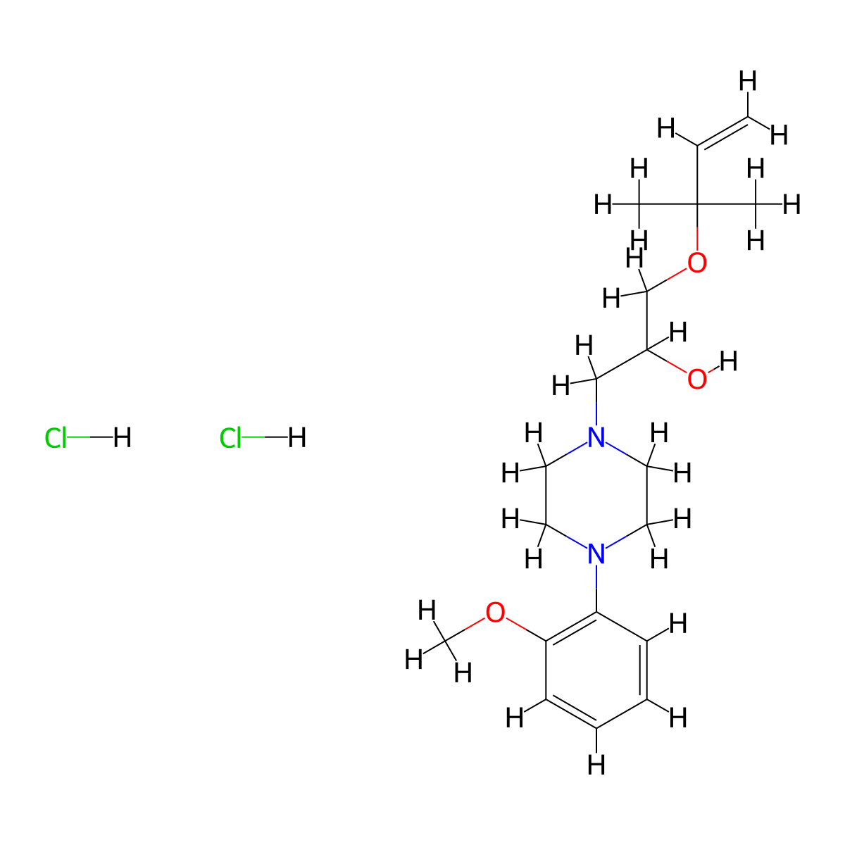 1-(4-(2-Methoxyphenyl)piperazin-1-yl)-3-((2-methylbut-3-en-2-yl)oxy)propan-2-ol dihydrochloride molecular structure, CAS 1185054-69-6